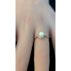 Women's 14K Yellow Gold Genuine Solitaire 6mm Pearl Ring Size 5.25